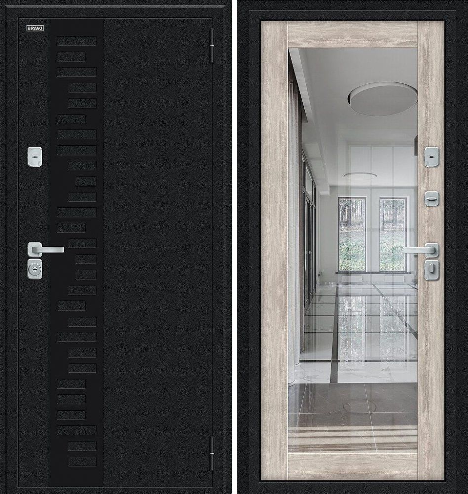 Дверь Браво Thermo Флэш Декор-2 Букле черное/Cappuccino Veralinga DIS006773