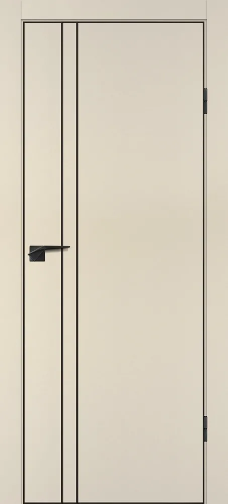 Фото Межкомнатная дверь P-20  черный молдинг PET,  кромка ABS черная c 4-х ст. Бежевый матовый