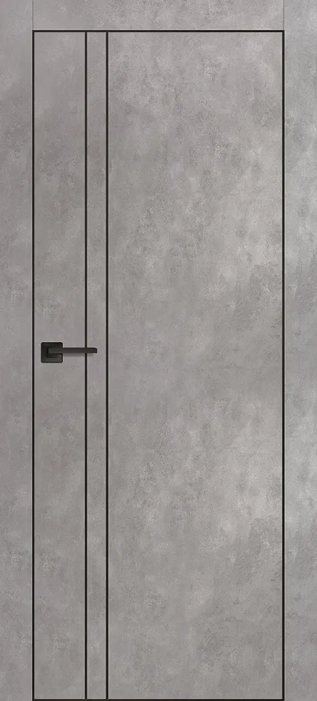Фото Межкомнатная дверь PX-20  черная кромка с 4-х ст. Серый бетон
