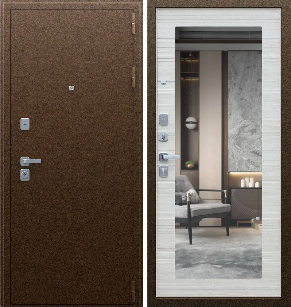 Фото Дверь Спартак с зеркалом Акация Светлая Поперечная DIS001228